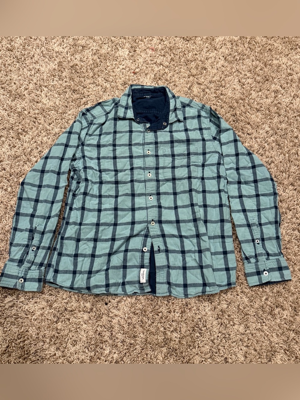 Goodfellow Blue Plaid Button Down Long Sleeve